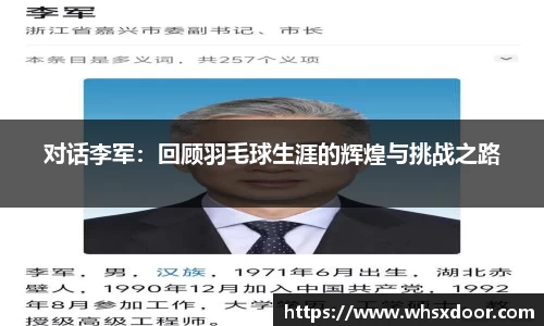 对话李军：回顾羽毛球生涯的辉煌与挑战之路